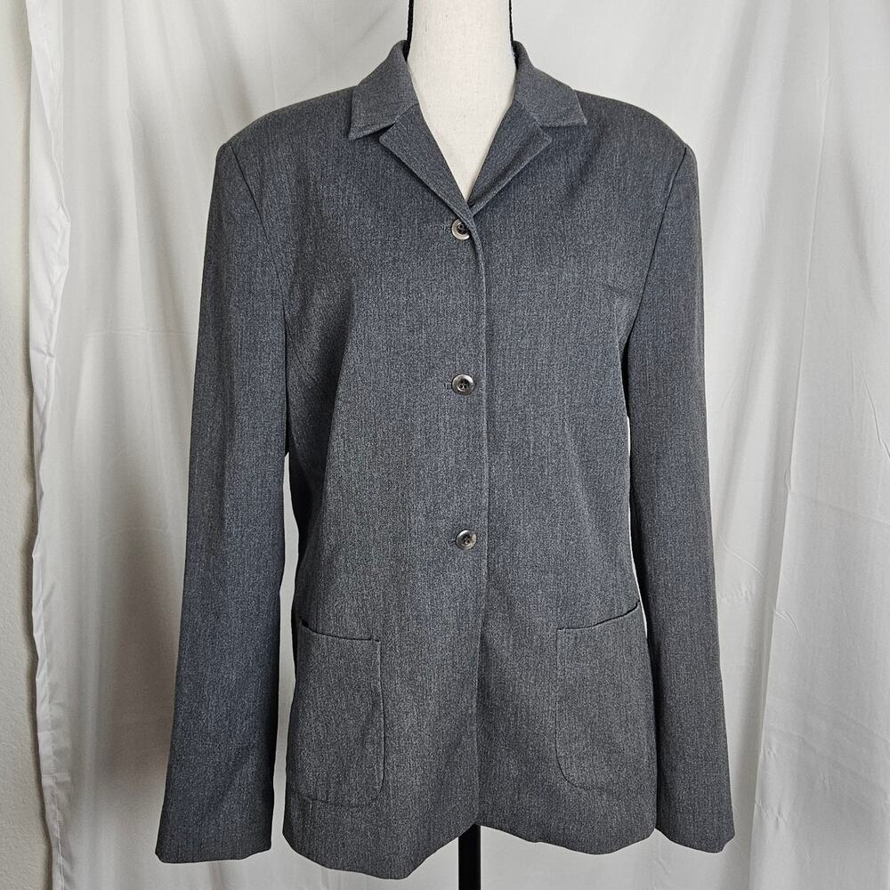 The Limited Stretch Blazer Women Large Gray Tailored Career Work Jacket Preppy